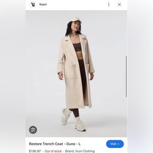 Vuori Women's Cream Restore Trench Coat in dune  size small